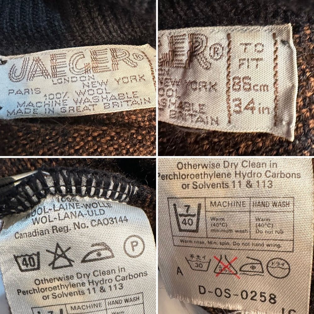 Vintage 80s Jaeger Batwing Wool Sweater Bold Jacquard Knit Great Britain EUC S/M - Picture 8 of 8